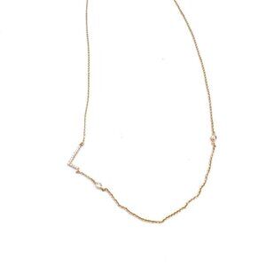 Tai Alphabet L Rhinestone Gold Tone Chain Necklace Lobster Closure 20 Inch